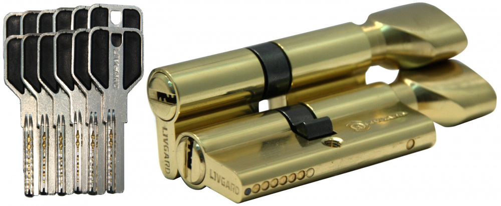 Цилиндровый механизм Livgard NW70PB (35-35)ключ-вертушка золото.В комплекте 12 ключей  #1