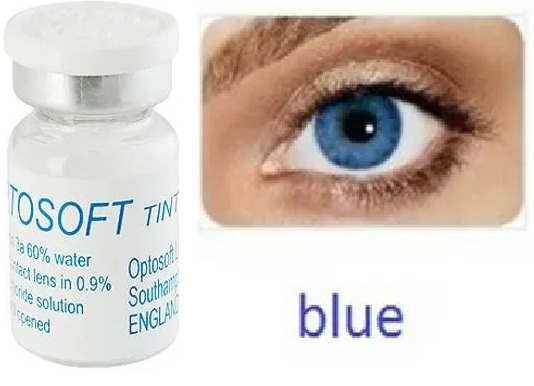 Голубая линза -4.50 / 14 / 8.6, 1 штука (линза). Optosoft Tint Blue (Оптософт Тинт Блю) британские цветные #1