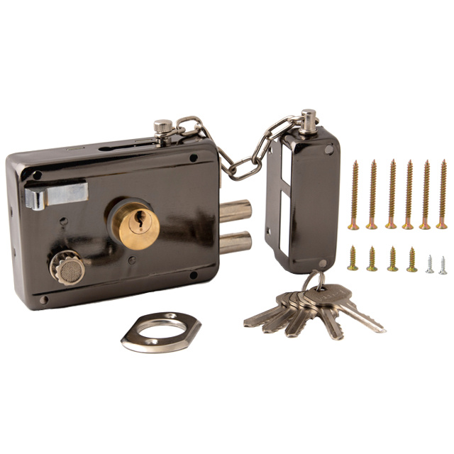 замок накладной APECS 0097-BN ключ/ключ 2 ригеля черный никель задвижка ...