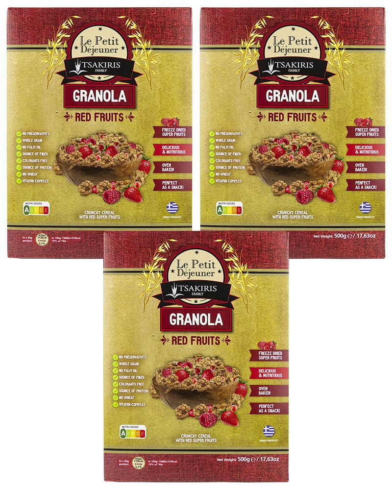 Гранола ягодная, хрустящая Le Petit Dejeuner TSAKIRIS FAMILY, 500 г - 3 ...