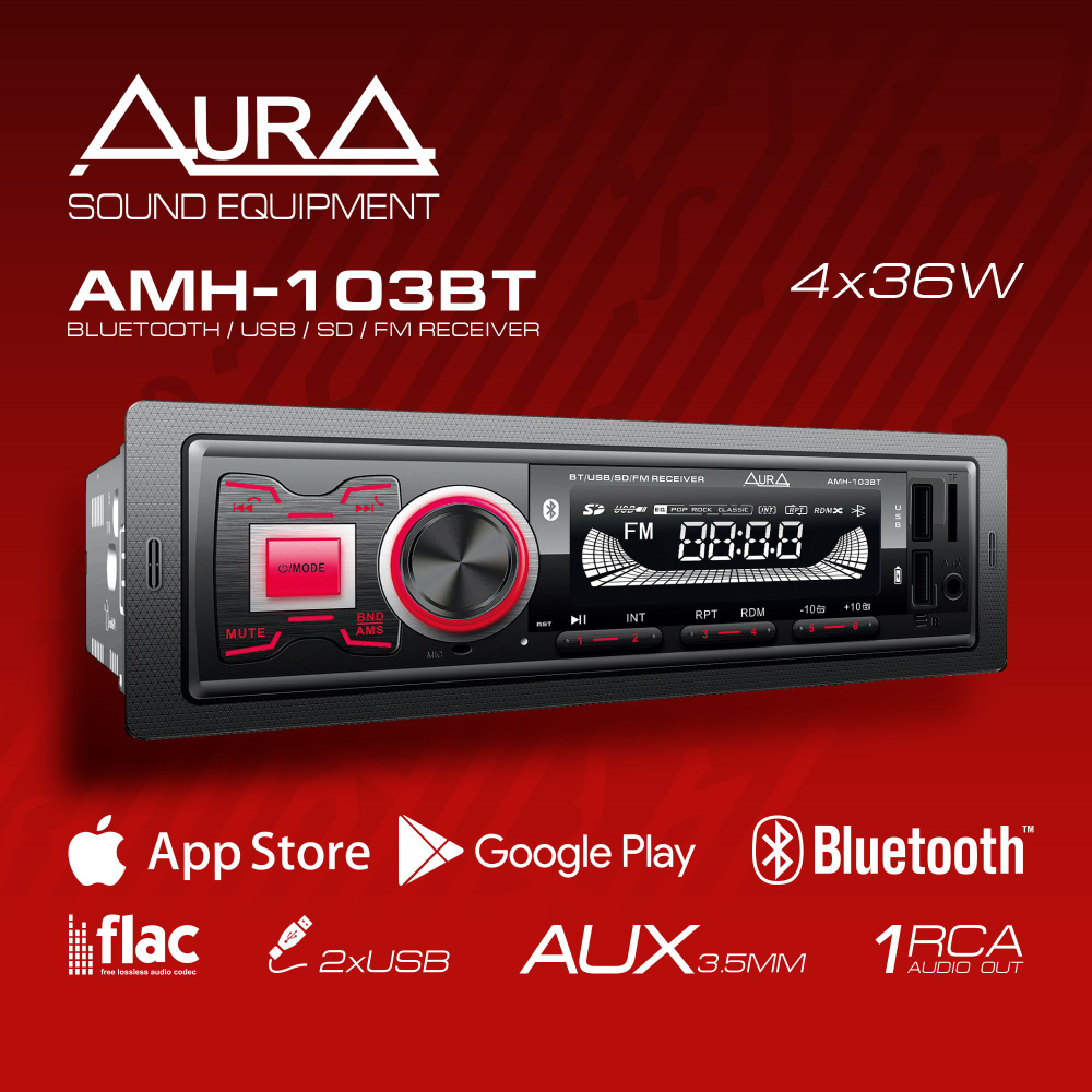 Автомагнитола c BlueTooth AurA AMH-103BT1 DIN - купить в интернет ...