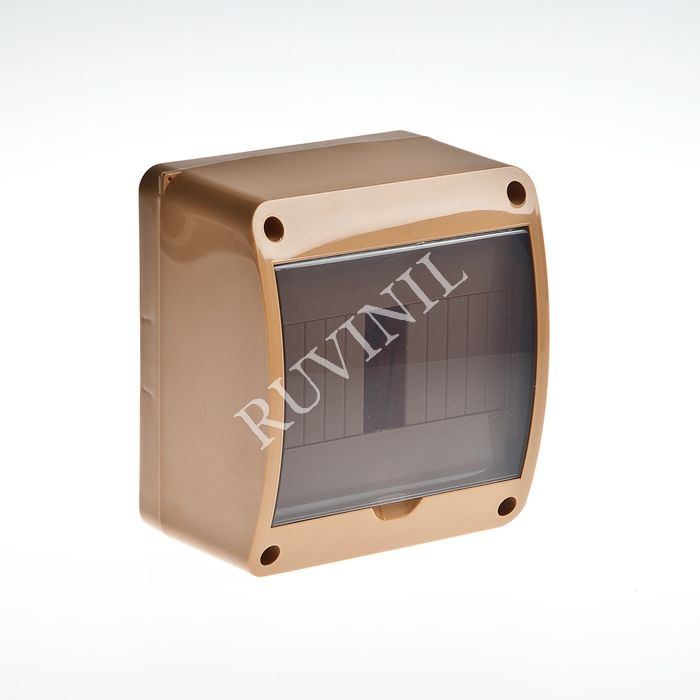 Щиток на 6 модулей ОП 140х125х85мм IP40 с вертикальной дверцей коричневый #1