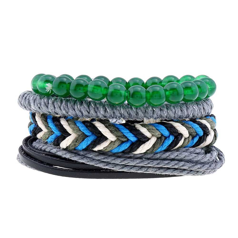 Плетеные браслеты "Green Gray" серо-зеленые, 4 шт. купить на OZON по ...