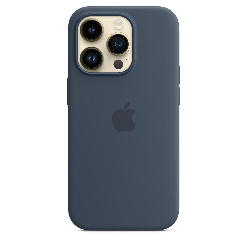 Силиконовый чехол Soft Touch на iPhone (Айфон) 14 Pro Max (с логотипом), темно-синий  #1