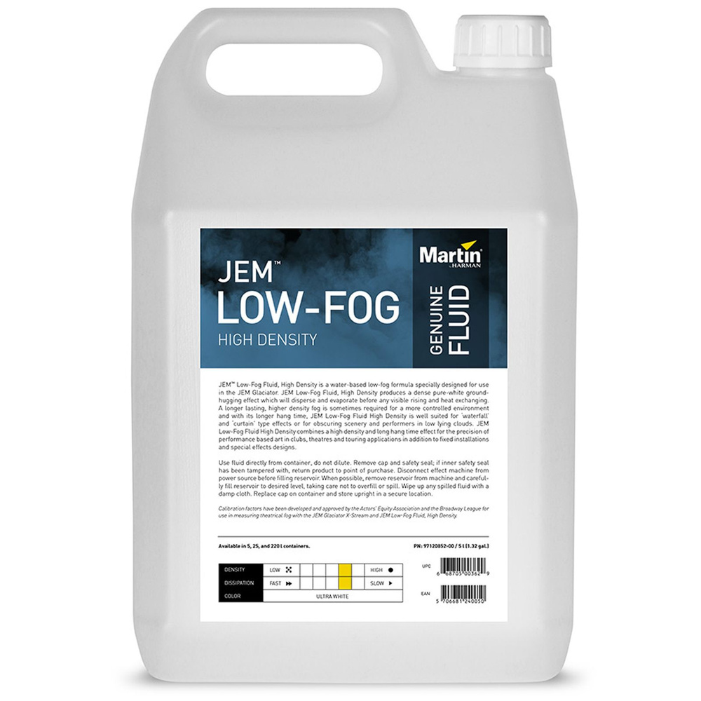 Жидкость плотного дыма MARTIN JEM Low-Fog, High Density 5L для  дымогенератора высокой плотности для генератора дыма и Дымогенератор с  нагревательным элементом. Низкий расход средства для дым машины - купить с  доставкой по