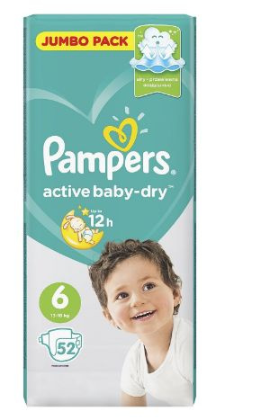 Pampers Подгузники Active Baby-Dry, 13 - 18 кг, размер 6, 52 шт. в уп. #1
