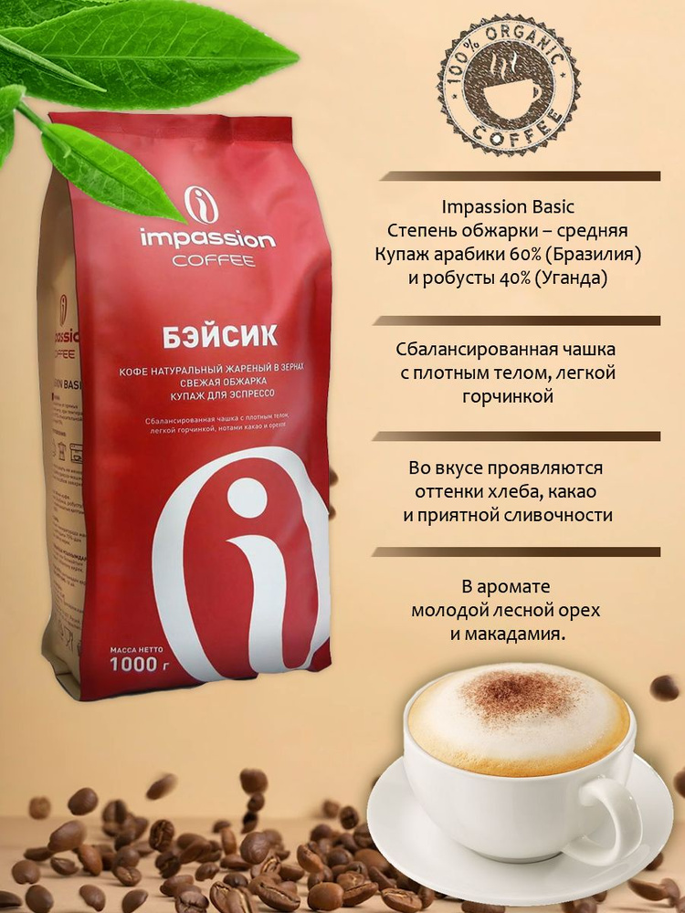 Кофе в зернах IMPASSION Basic 100% натуральный купить на OZON по низкой ...