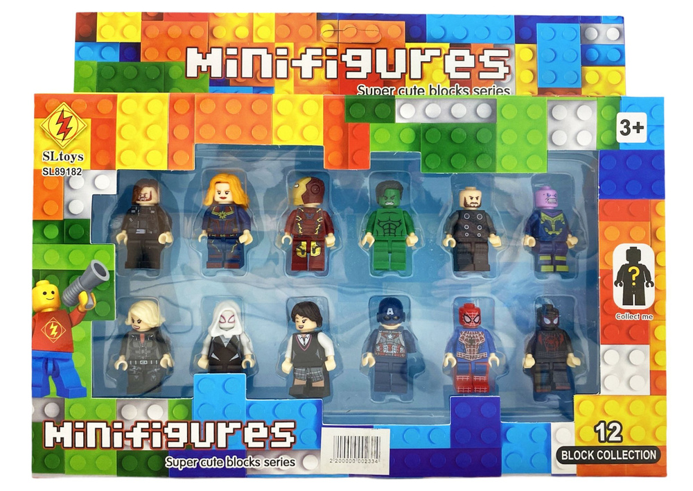 Мини-фигурки человечков Супергерои, набор 12 штук Minifigures SL89182  #1