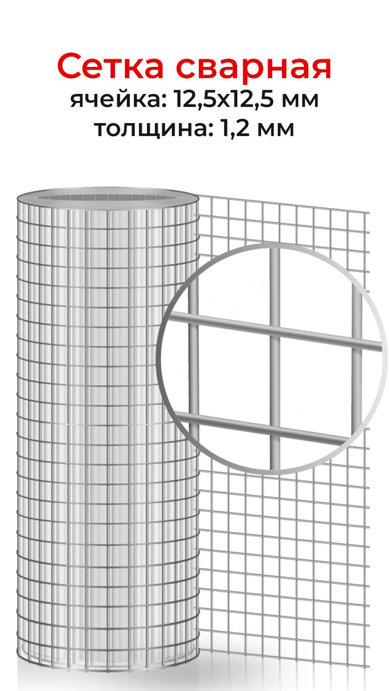 Сетка сварная оцинкованная 12,5х12,5 мм толщина 1.2 мм высота 1м , при заказе от 1 метра отрезается одним #1