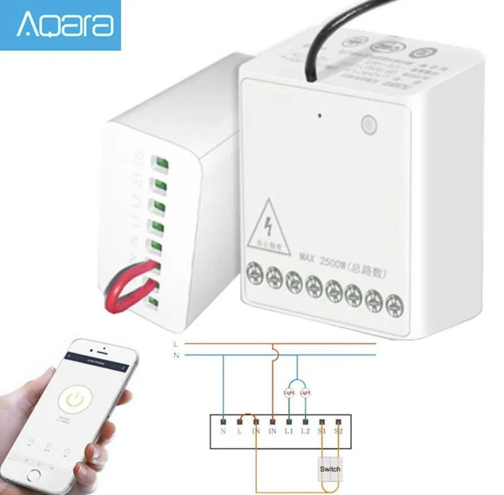 Реле умное (двухканальное) Aqara Wireless relay LLKZMK11LM/работает с Apple  HomeKit, Алисой от Яндекса, Марусей от VK Group и с семейством ассистентов  Салют от Сбера. - купить с доставкой по выгодным ценам в