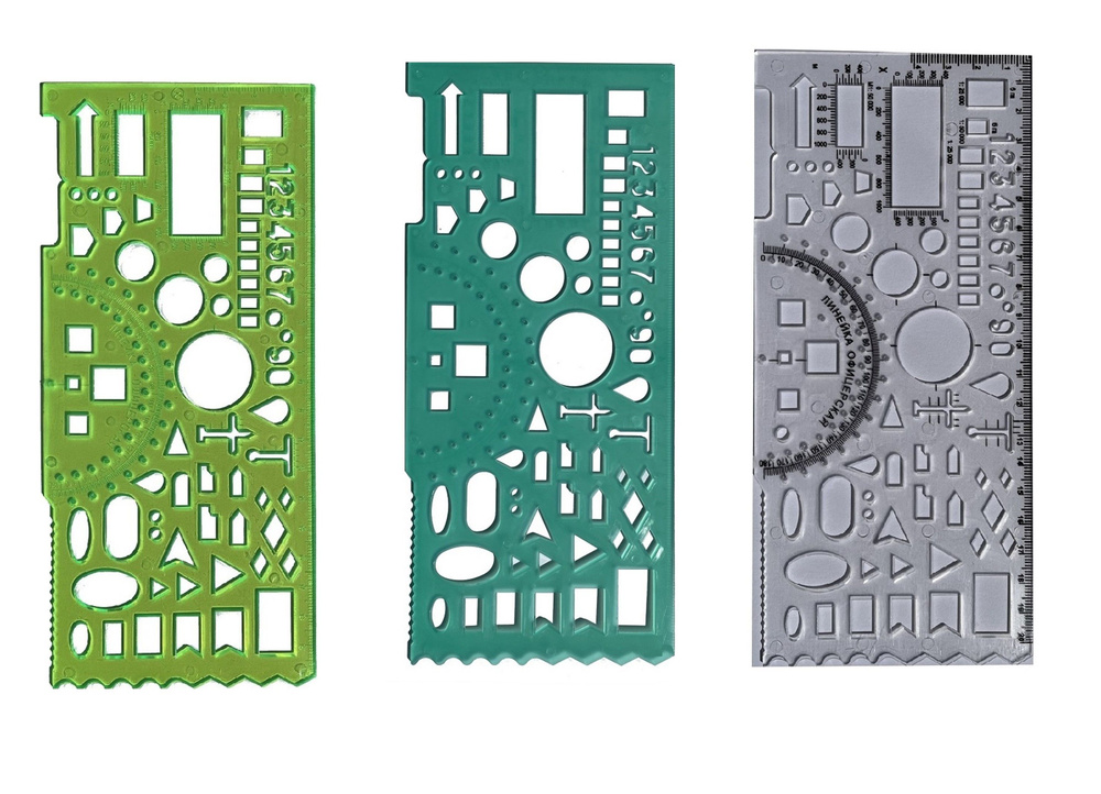 Набор линеек офицерских, 3 шт, зеленая + гибкая + гибкая, бесцветная  #1
