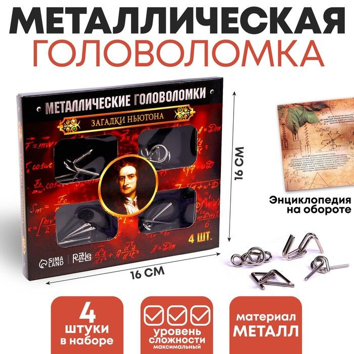 Металлические головоломки 'Загадки Ньютона' (набор 4 шт) - купить с ...