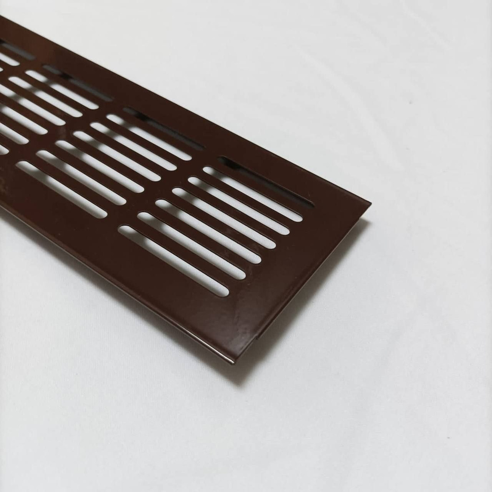 Решетка вентиляционная врезная из металла, 800х60мм, венге (темно-коричневый)  #1