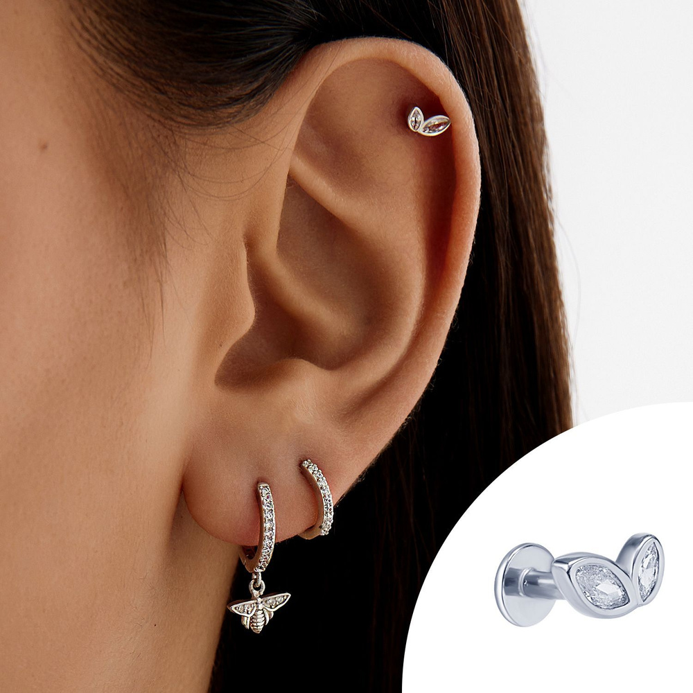 Miestilo Пирсинг MIESTILO пирсинг в ухо серебро, лабрет в ухо, серьга в ...