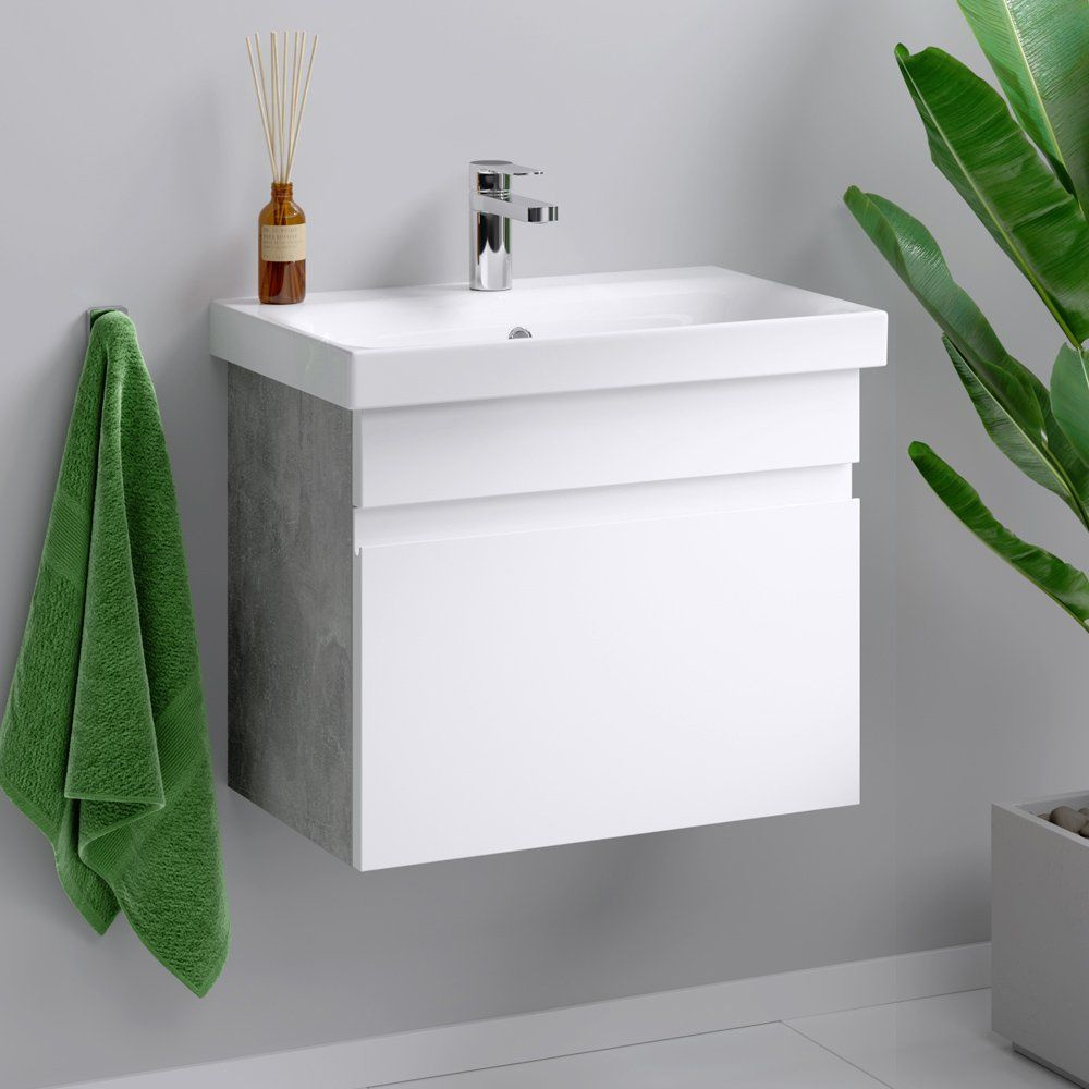 Тумба с раковиной Aqwella Smart 60 подвесная, 60 см, с ящиками, белая ...