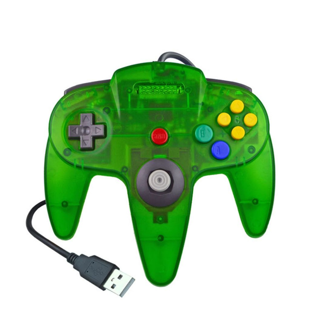 Проводной джойстик Nintendo gamepad N64 с интерфейсом USB-прозрачный зеленый  #1