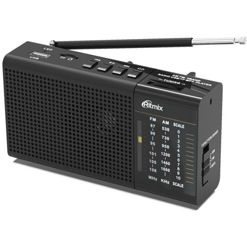 Радиоприемник Ritmix RPR-155 usb, microSD, FM, AM, встроеный акумулятор BL-5C- чёрный  #1