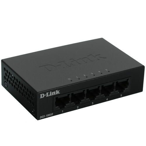 Коммутатор D-Link Неуправляемый DGS-1005D /J2A, L2, 5 10/100/1000Base-T ...