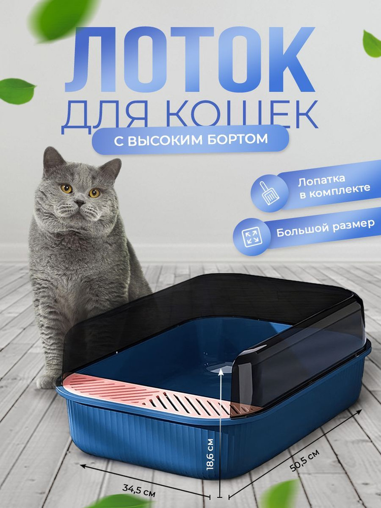 Большой лоток для кошек с бортиками, кошачий туалет с совком - купить с  доставкой по выгодным ценам в интернет-магазине OZON (934075718)