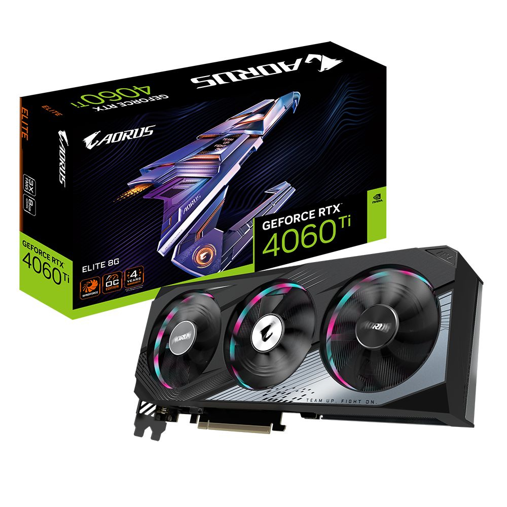 Gigabyte Видеокарта GeForce RTX 4060 Ti AORUS ELITE 8 ГБ (GV-N406TAORUS  E-8GD)