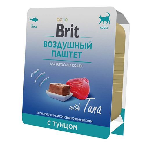 Brit Adult Воздушный паштет / Влажный корм (Ламистеры) Брит для взрослых кошек с Тунцом, 100г х 14шт #1