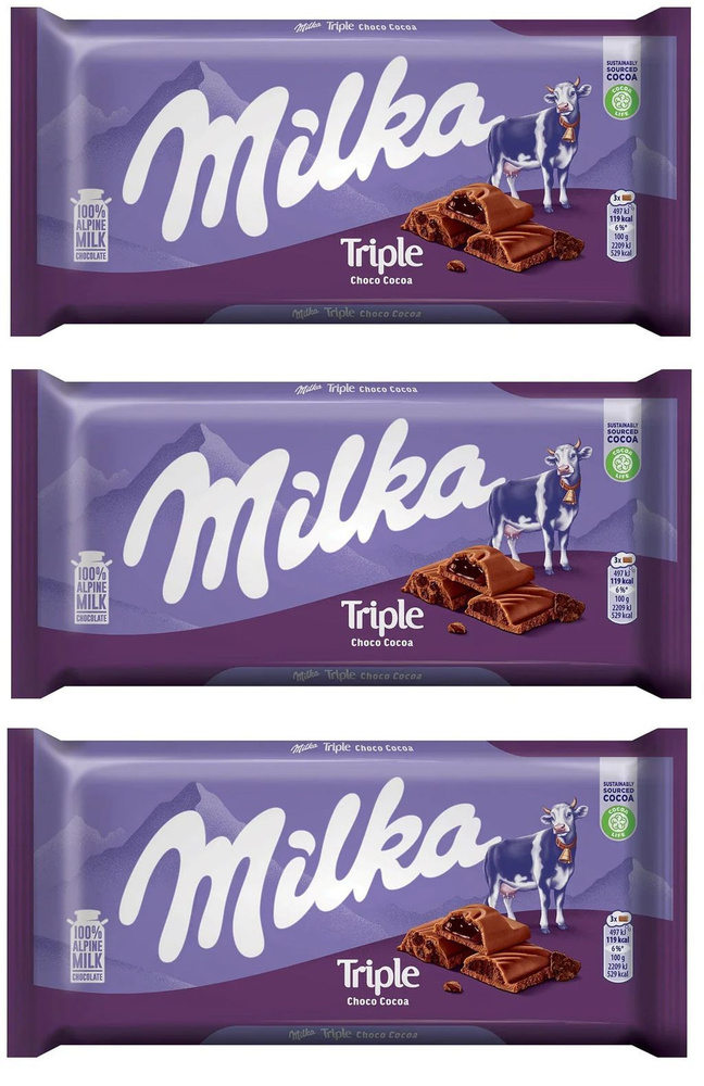 Milka Шоколадная плитка Triple Какао 3шт по 90г #1