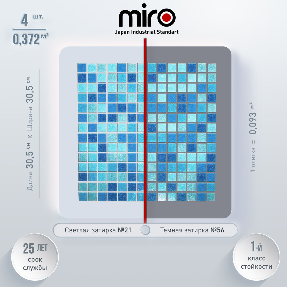 Плитка мозаика MIRO (серия Einsteinium №312), универсальная стеклянная плитка мозаика для ванной комнаты #1