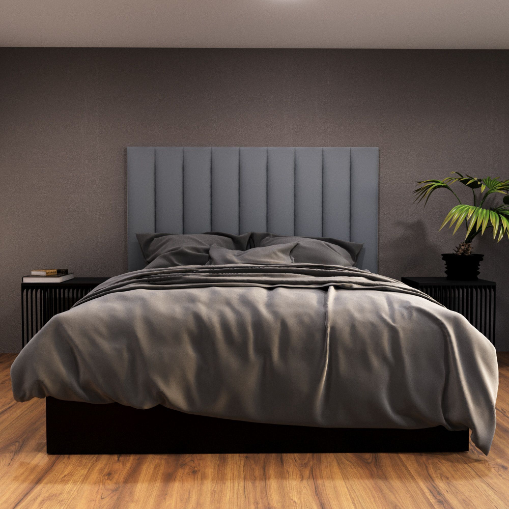 Мягкие стеновые панели, изголовье кровати, размер 20*100, комплект 1шт, цвет темно-серый  #1