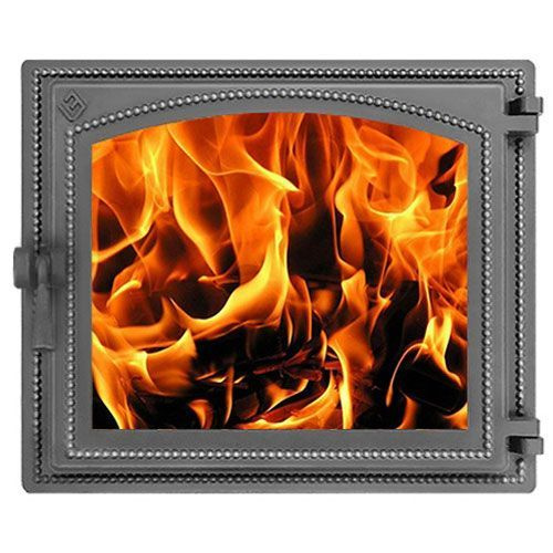 Дверка каминная Везувий 240 со стеклом чугунная топочная (Антрацит ...