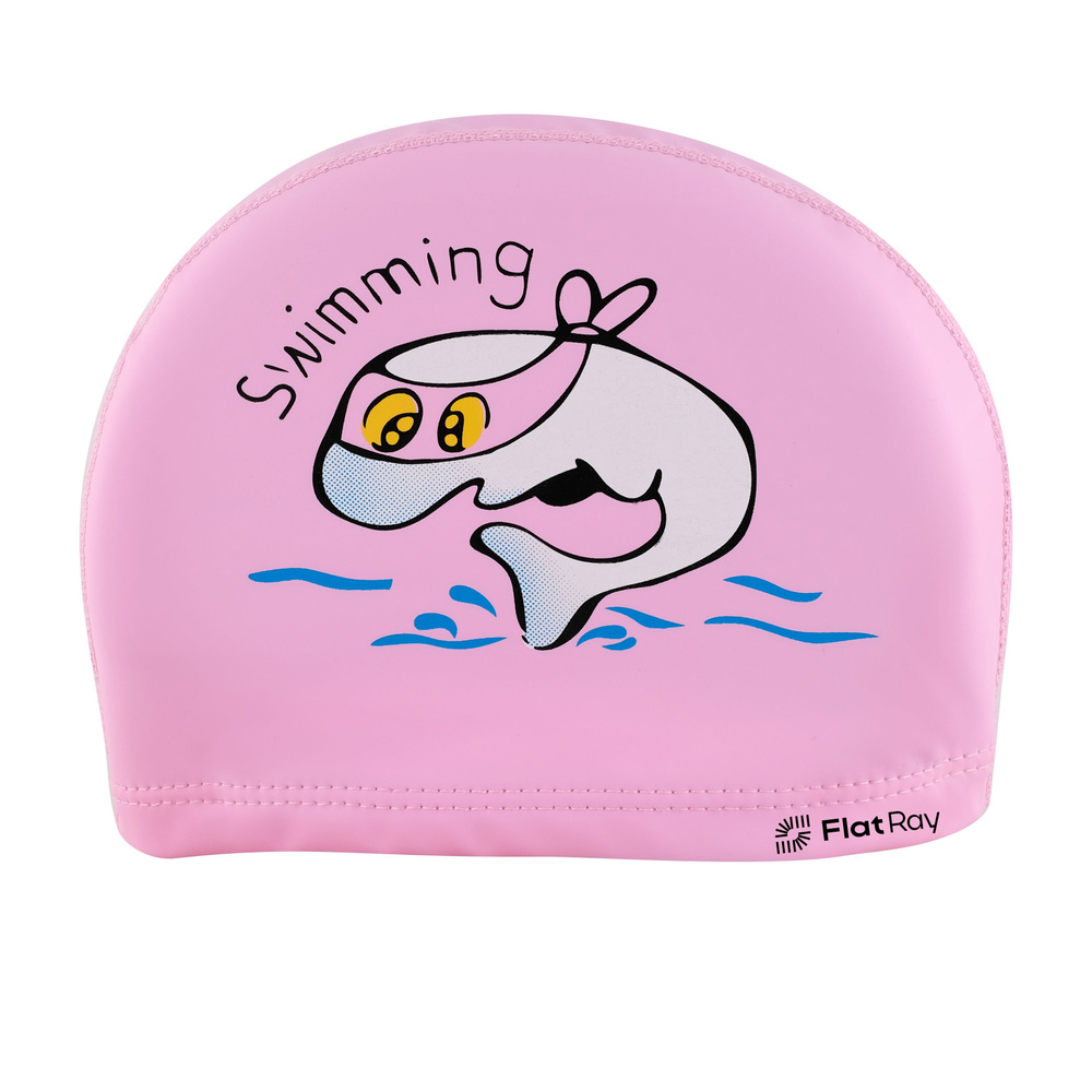 Детская шапочка для плавания Flat Ray Kids Comfort PU Swim Cap, Розовая  #1