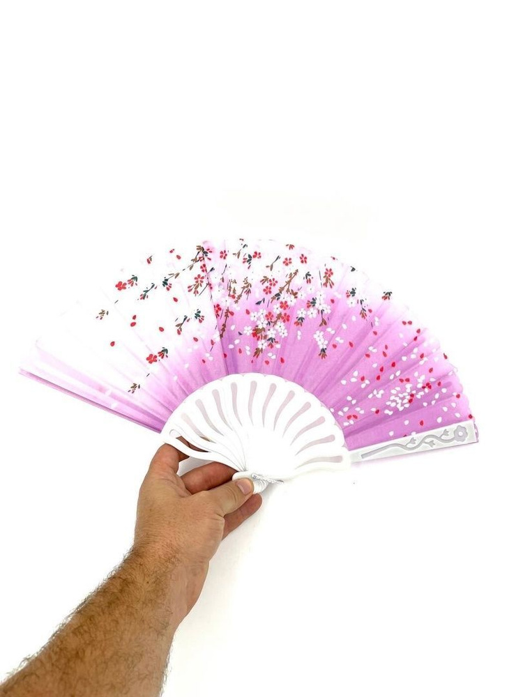 Веер пластиковый складной японский розовая вишня #1