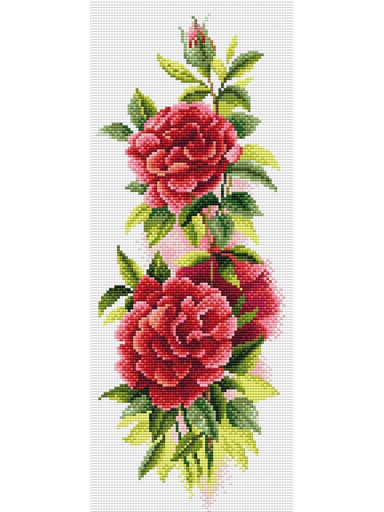 Алмазная мозаика МС-136 "Розы красные" 19х48 см #1