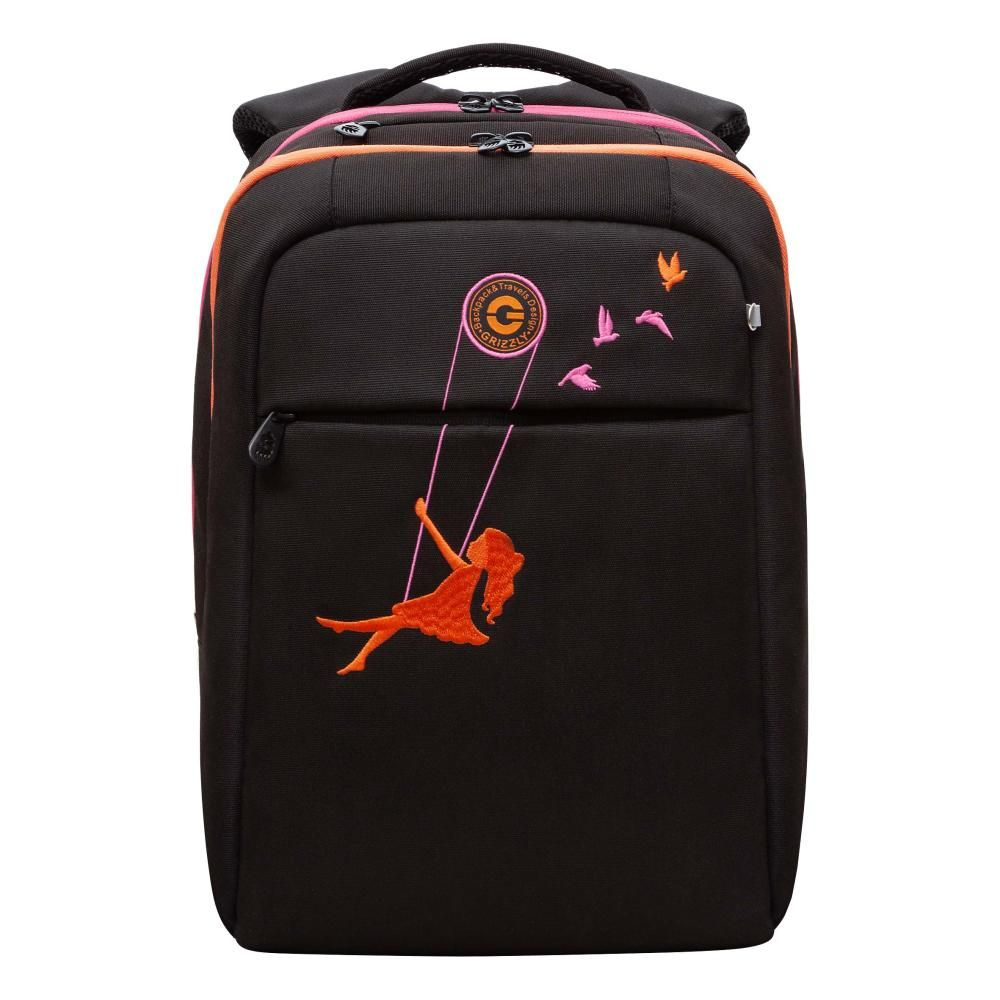 Рюкзак GRIZZLY RD-344-2 черный-оранжевый, 28х40х16 #1