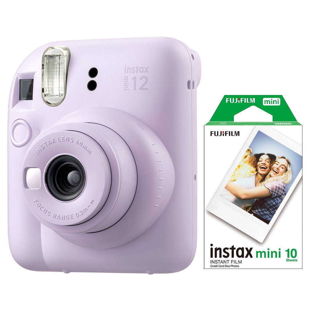 Компактный фотоаппарат Fujifilm Instax Mini 12 сиреневый + Картриджи для  Instax Mini, 10 фото, фиолетовый - купить по выгодным ценам в  интернет-магазине OZON (1115329318)