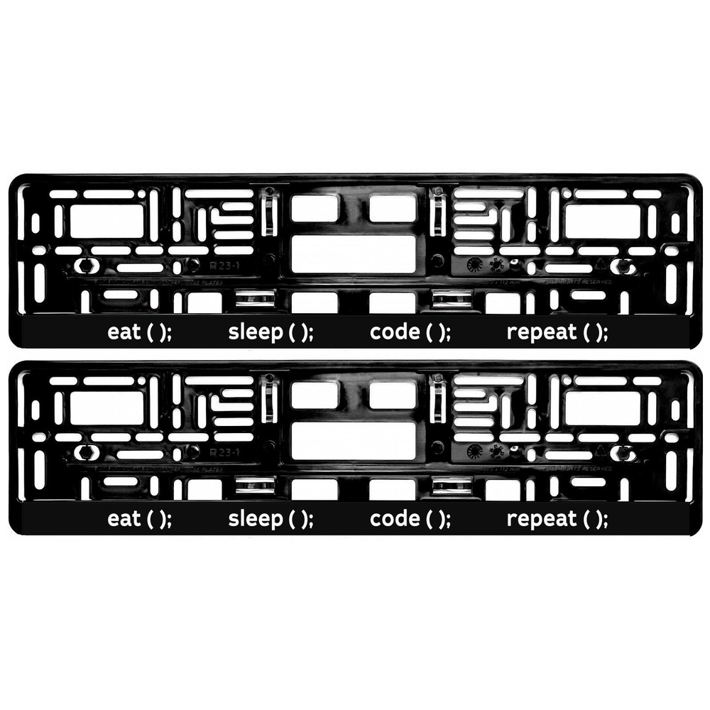 Рамка для номера автомобиля eat(); sleep(); code(); repeat(); - комплект 2 шт  #1