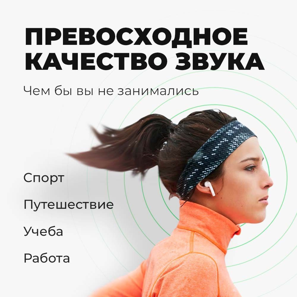 Беспроводные наушники AIR 2 для iPhone / Android с микрофоном. Bluetooth 5.0. Сенсорное управление. Блютуз #1