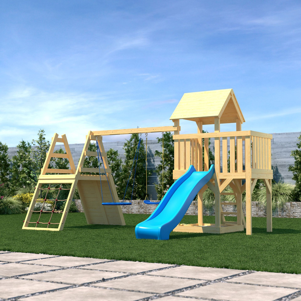 Детская деревянная игровая площадка для улицы дачи CustWood Scout S8 с  деревянной крышей - купить с доставкой по выгодным ценам в  интернет-магазине OZON (1141815432)