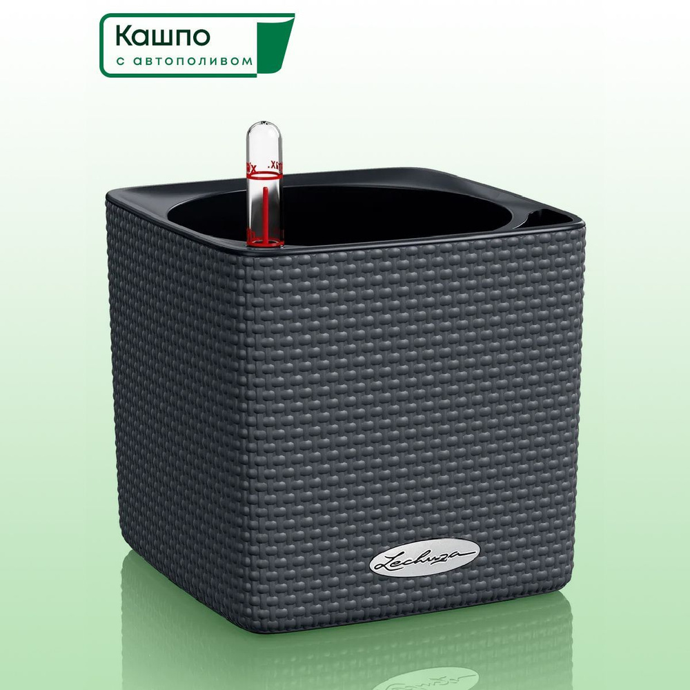 Кашпо с автополивом Lechuza CUBE Color 14, L14 W14 H13,5 см, темно ...
