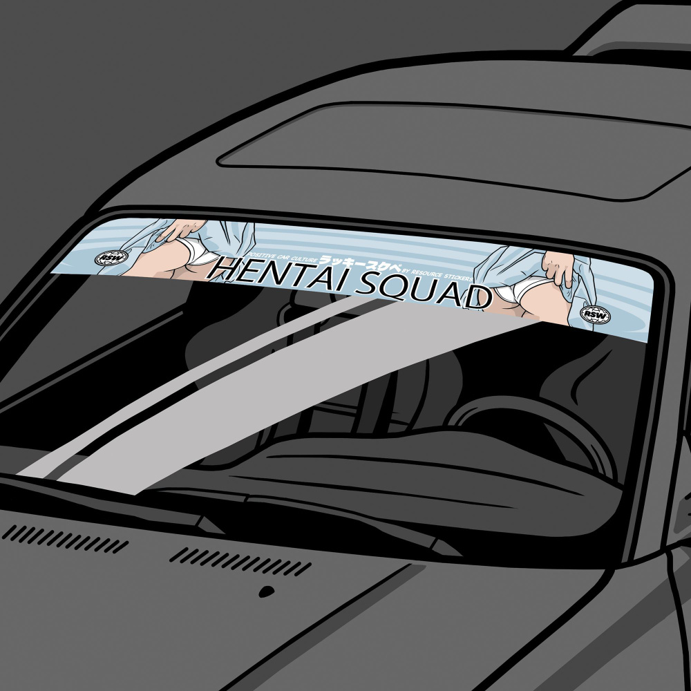 Наклейка на лобовое стекло Hentai squad anime, JDM полоса для авто, большой  стикер на стекло 140x20 см