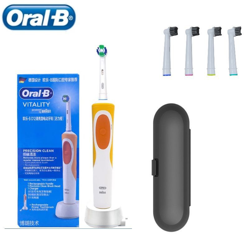 Oral-B Электрическая зубная щетка 1 зубная щетка 1 коробка 4 подарочные насадки, оранжевый, белый  #1