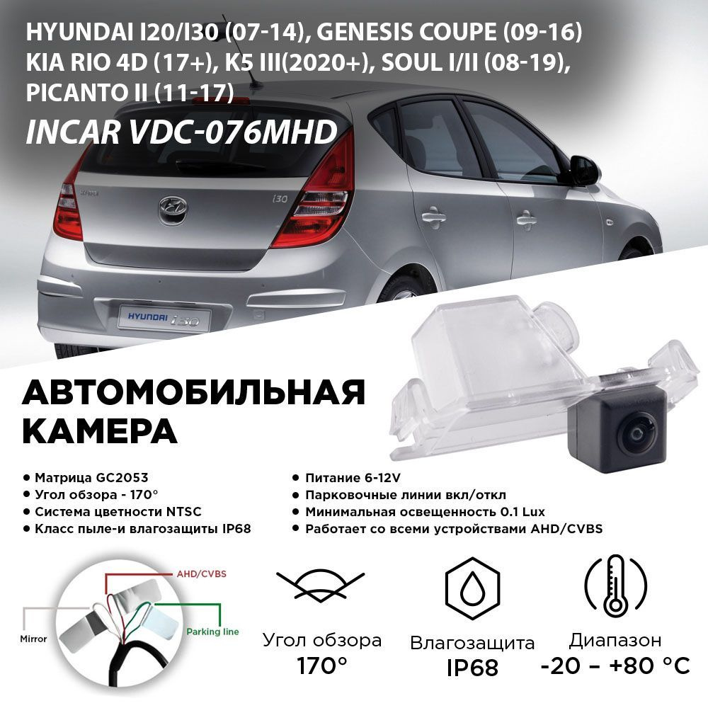 Камера заднего вида InCar VDC-076MHD купить по выгодной цене в  интернет-магазине OZON (1178408715)