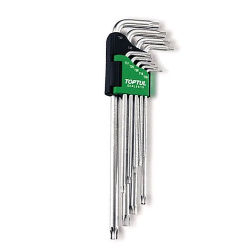 Набор Г-образных ключей TORX T10-T50 супер длинных с отверстием 9 предметов GAAL0915 TOPTUL  #1