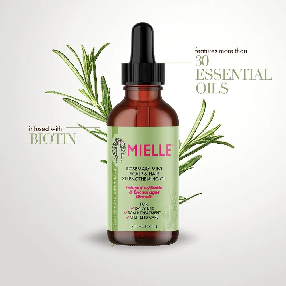 Mielle Organics Rosemary Mint Scalp & Hair Strengthening Oil With Biotin &  Essential Oils, Питательный уход для секущихся кончиков и сухой кожи головы  для всех типов волос - купить с доставкой по