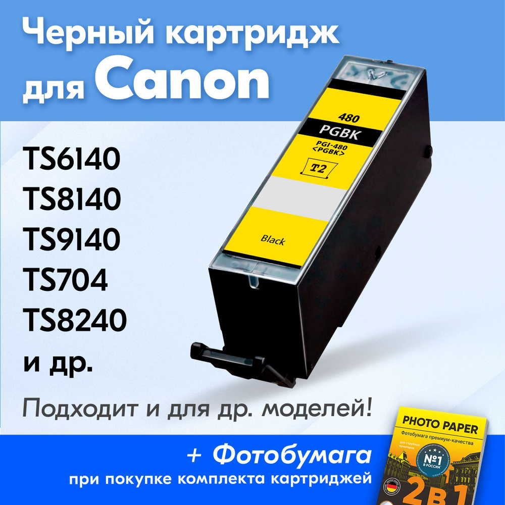 Картридж для Canon PGI-480PGBK, Canon PIXMA TS6140, TS8140, TS9140, TS704, TS8240, TS9540 с чернилами #1