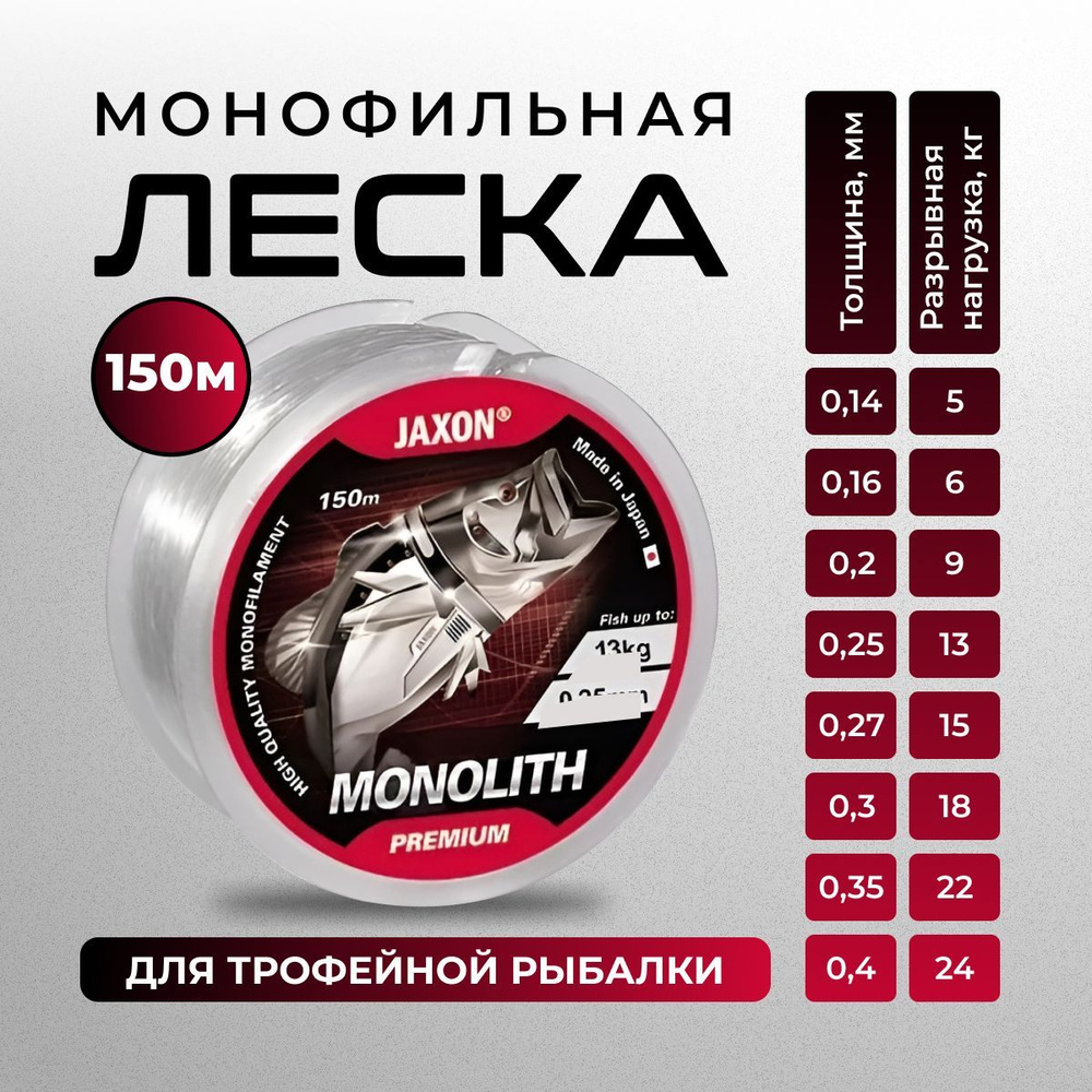 Леска рыболовная Jaxon Monolith premium 0.16 150m #1