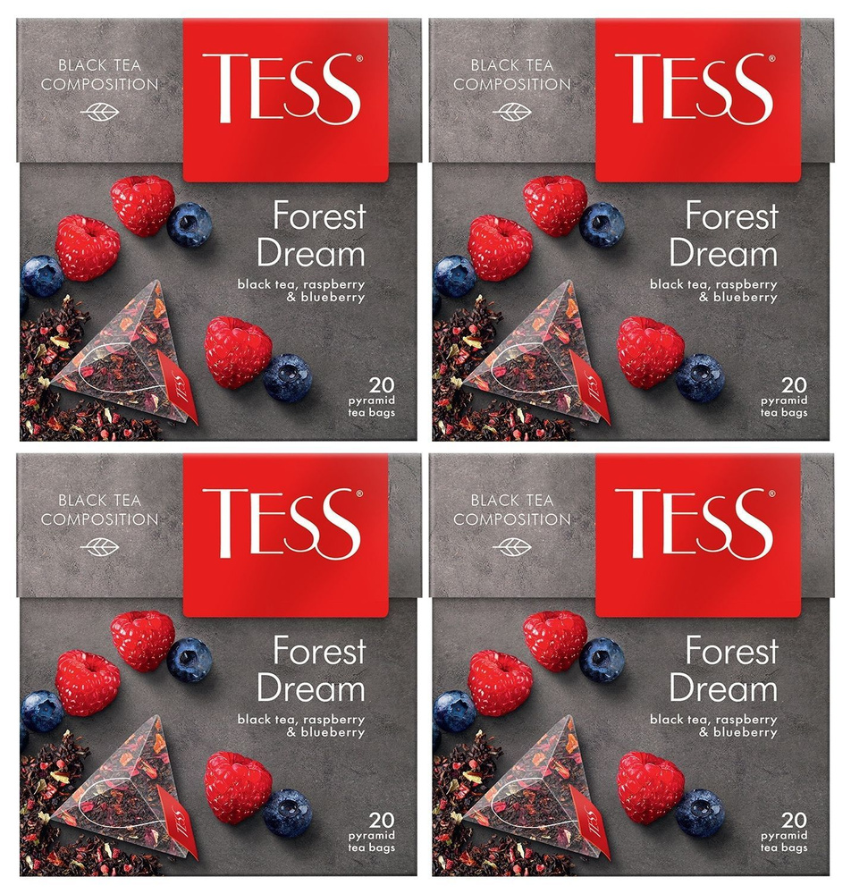 Чай черный в пирамидках ягодный Tess Forest Dream, 20 пакетиков х 4шт  #1