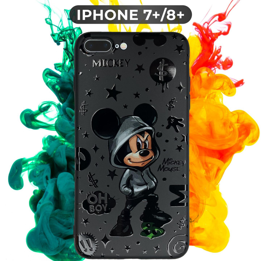 Силиконовый чехол с рисунком Mickey Mouse/ Микки Маус на Apple IPhone 7+/  8+ / Айфон 7+/ 8+ - купить с доставкой по выгодным ценам в  интернет-магазине OZON (748449098)