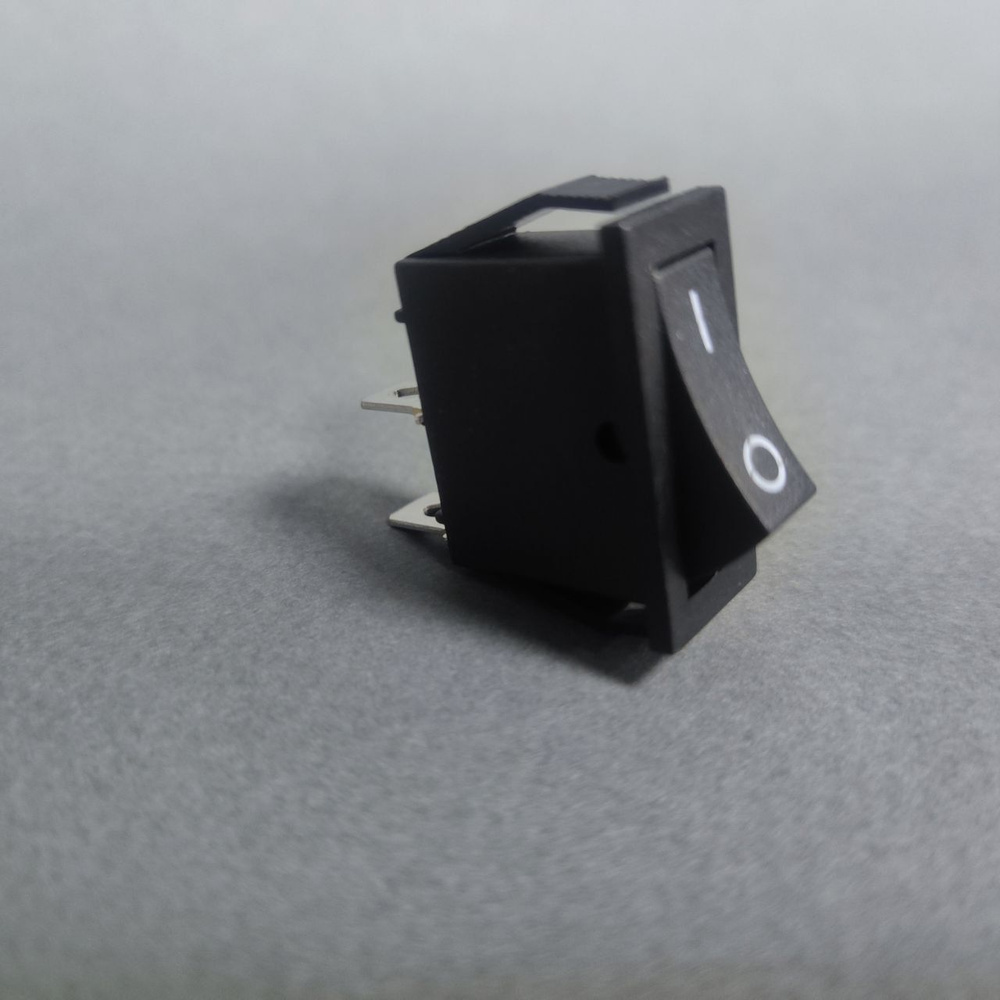 Кнопка узкая ON-OFF 2х позиционная 2контакта черная без подсветки ...