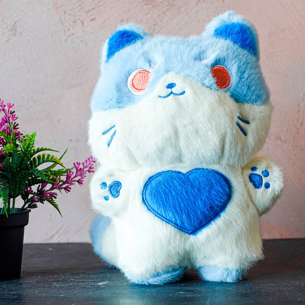 Мягкая игрушка Аниме Кот с сердечком 20 см, детская плюшевая игрушка котенок (Голубой)  #1