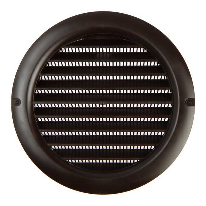 Решетка вентиляционная ZEIN, d - 125 мм, круглая, с сеткой, фланец, неразъемная, коричневый  #1
